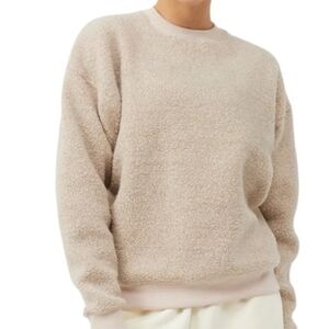 Outdoor Voices Mega Fuzzy Wool Fleece Crewneck Pullover, Oatmeal, XL, EUC